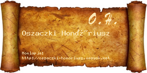 Oszaczki Honóriusz névjegykártya